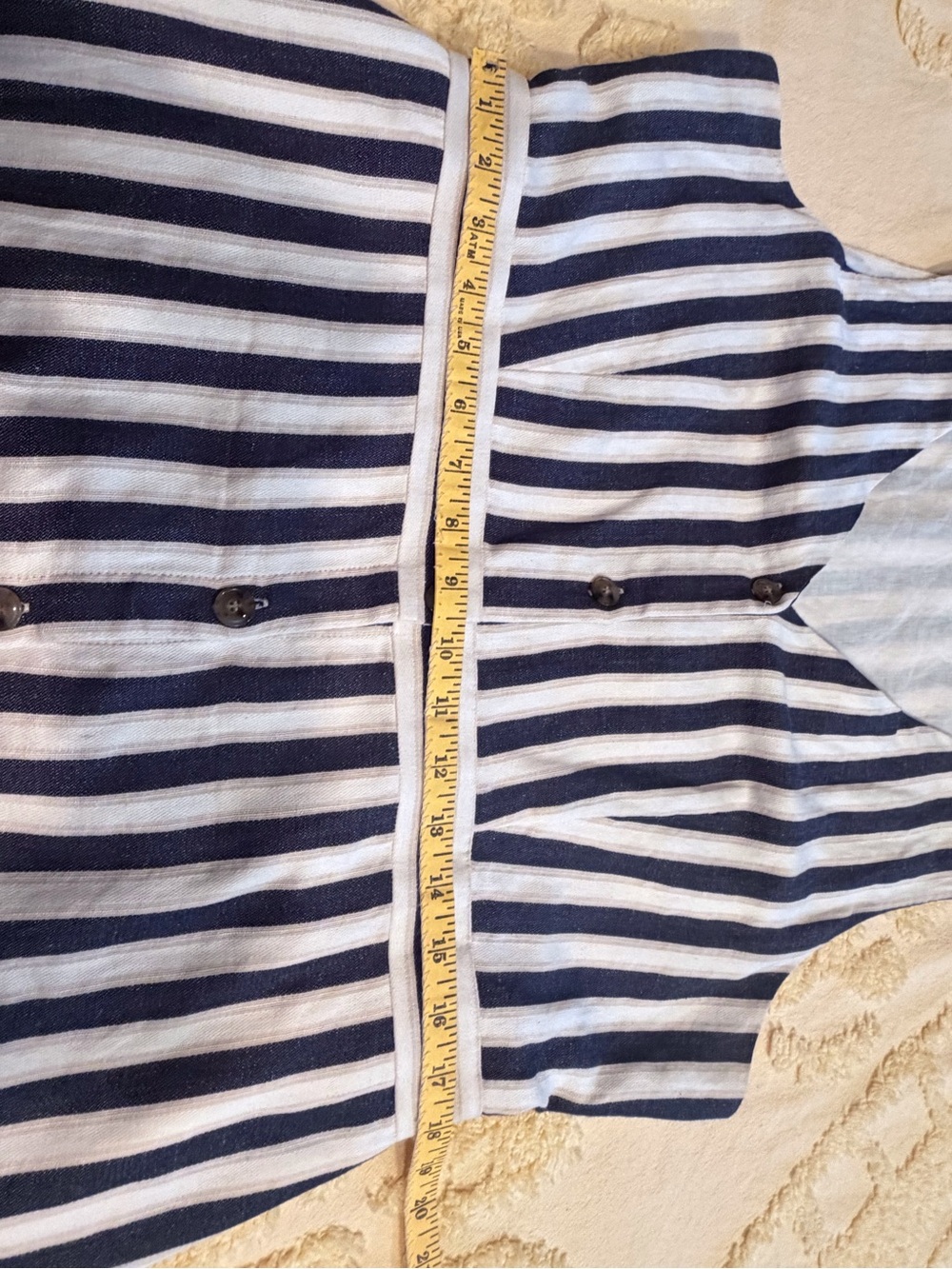 J. Crew Navy and White Vertical-Stripe Button-Front Midi Dress - Picture 6 of 11